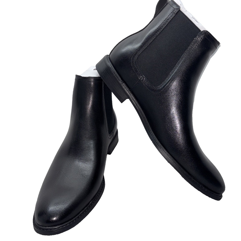 Vince Camuto Black Leather Amireu Boot Mens Size 12M NIB Chelsea Style Pull On‎
